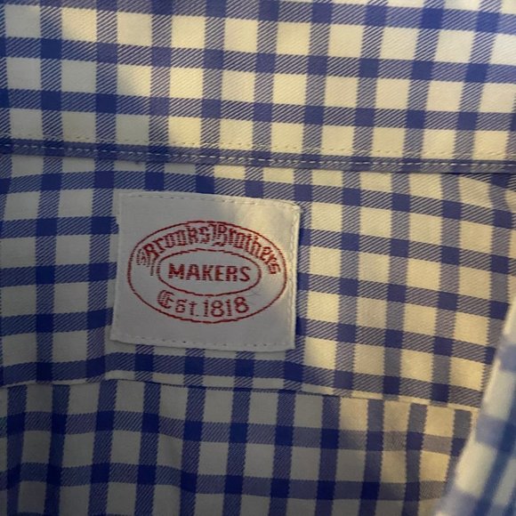 Brooks Brother's Blue Check Men's Dress Shirt with French Cuffs EUC - Picture 6 of 15